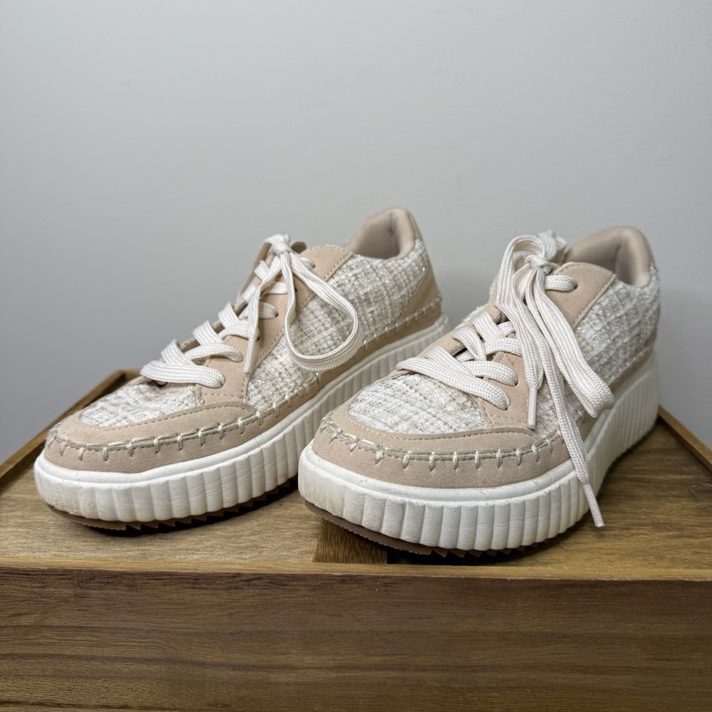 Serra Women's Beige Tweed Sneakers - Picture 3 of 9